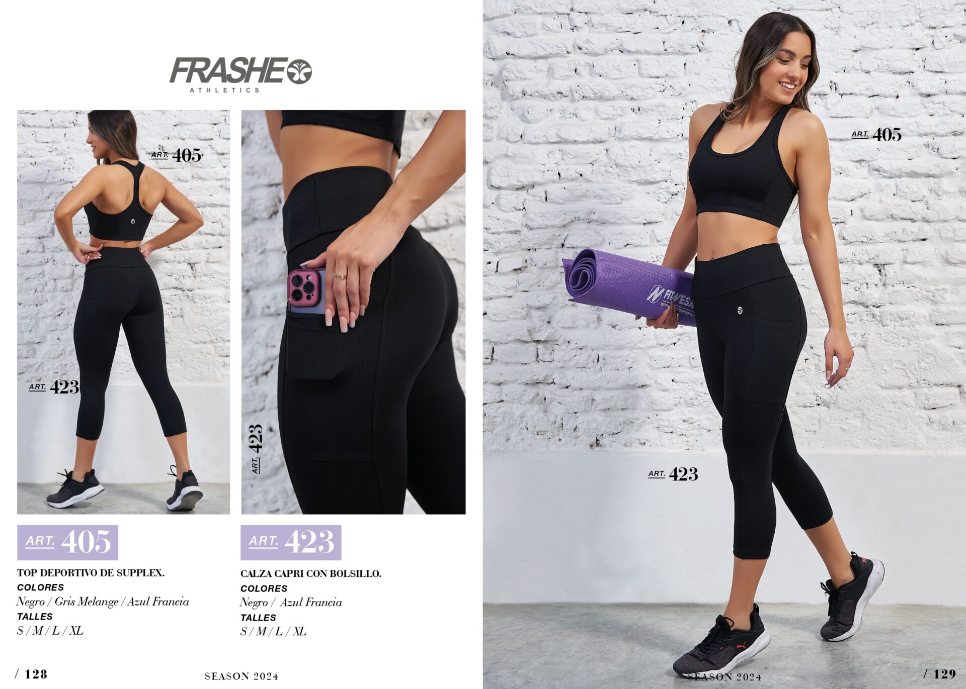 FRASHE athletics 405 top 423 calza con bolsillo negro