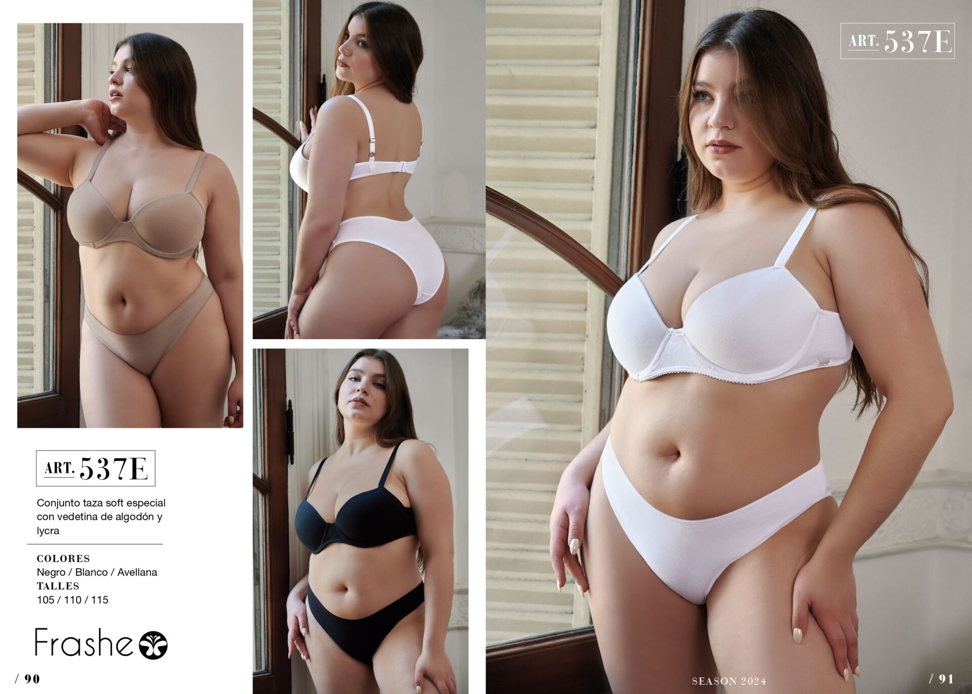 FRASHE plus size 537E avellana negro blanco