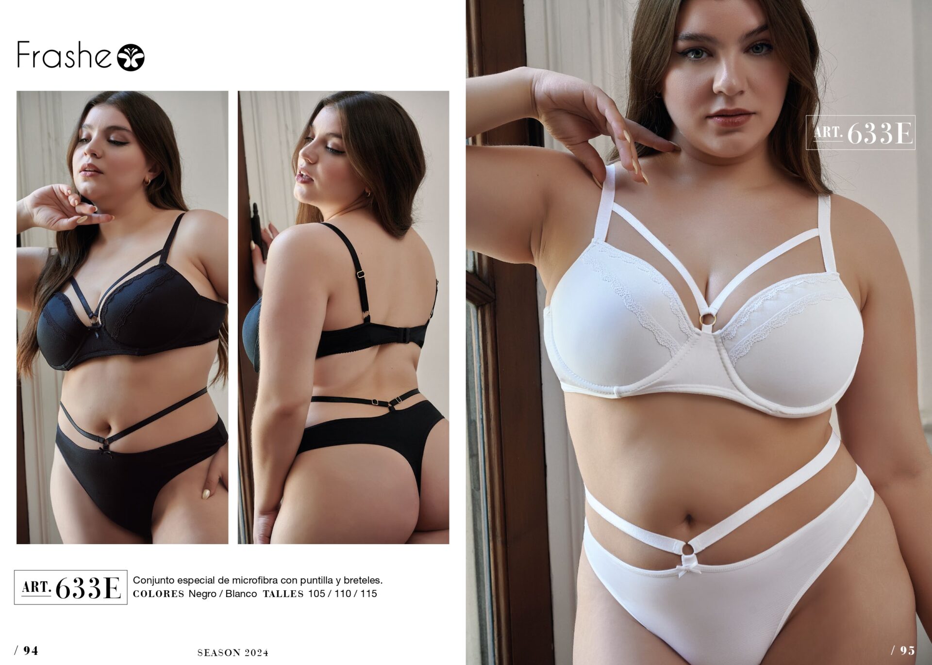 FRASHE plus size 633E negro blanco